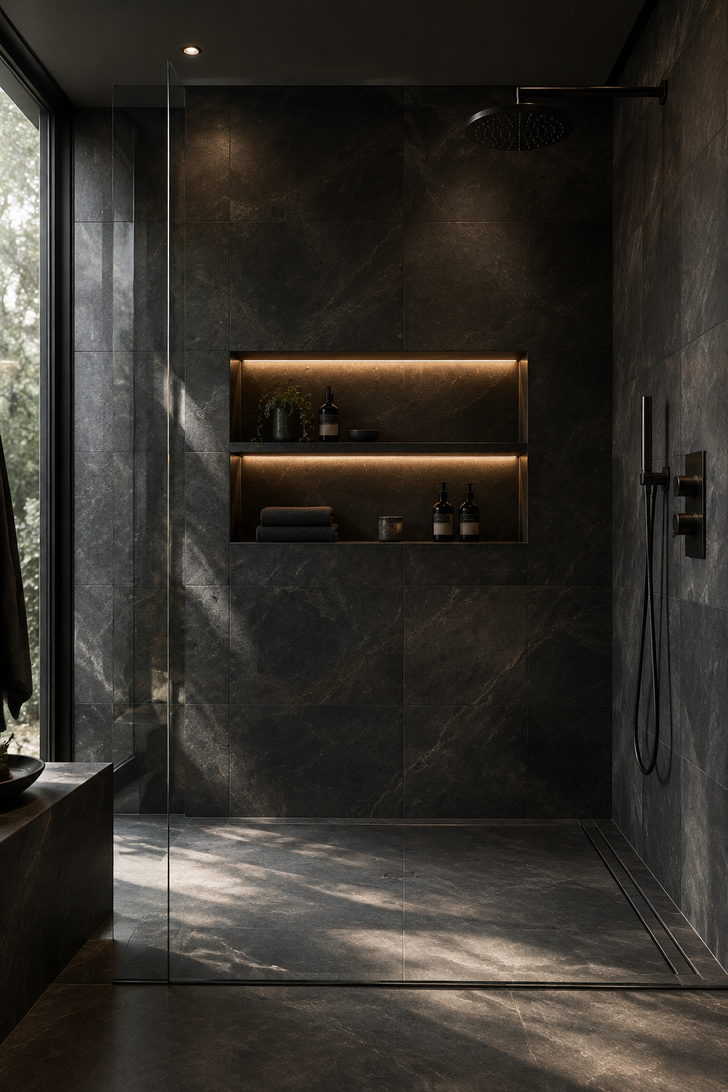 Double or stacked niche — niche & shelf options idea from Sand & Stone Tile