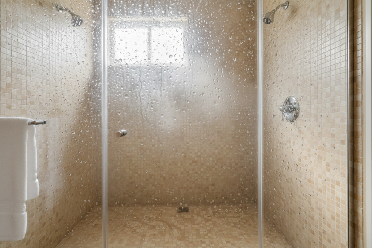 Wall-arm rainfall head (8"–12") — rainfall shower heads idea from Sand & Stone Tile